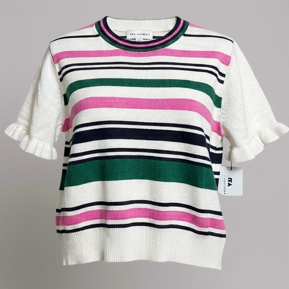 Free Assembly Girls Short Sleeve Ruffle Sweater | Size Large 10/12 | NEW